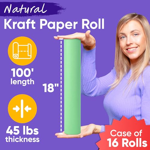 18" x 1200" (100 ft) Light Green Kraft Paper (Case of 16 Rolls), Made in USA - color: Light Green, style: Bulk Case - 1 Color