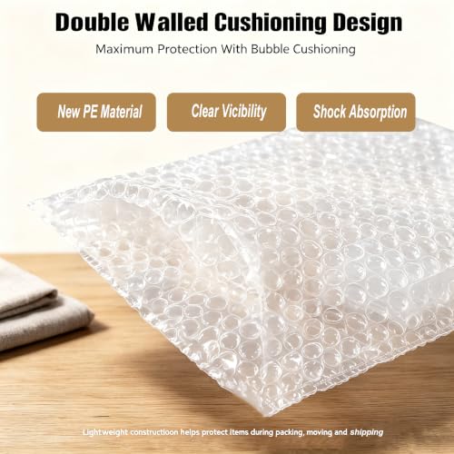 12x12Inch Bubble Out Bags 50pcs, Double Walled Cushioning Pouche Bag - size: 12x12Inch(50Pack)