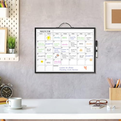 MaxGear Monthly Calendar Whiteboard, Magnetic Double-Sided,16" x 12", Black - style: Black Monthly
