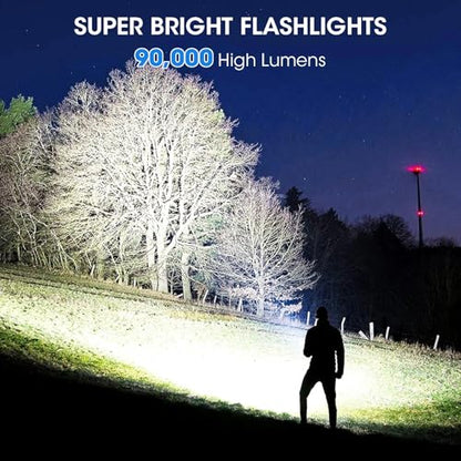 Kmivo Flashlights Rechargeable LED High Lumens - 4 Pack 90,000LM Super Bright Flashlight, Adjustable Powerful Flash Light with 5 Modes, Waterproof Handheld Flashlight for Home, Camping - size: M-4P