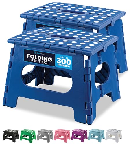 Handy Laundry Folding Step Stool 9 Inch 2-Pack, Blue, Holds 300 lbs - color: Blue, size: 9 Inch 2-Pack