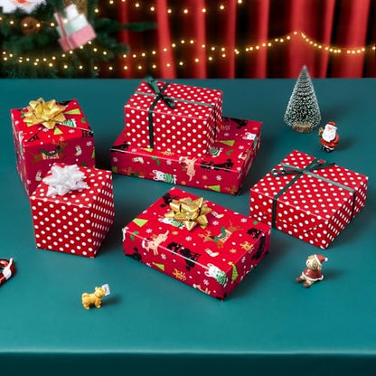 WERNNSAI Dog Christmas Wrapping Paper Jumbo Roll 33 ft Puppy Red - color: Christmas Puppy