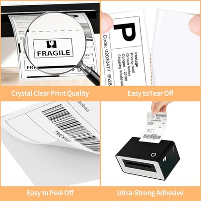 16 Rolls 4" x 6" Direct Thermal Printer Label, 250 Labels/Roll - size: 16 Rolls/4000 Labels