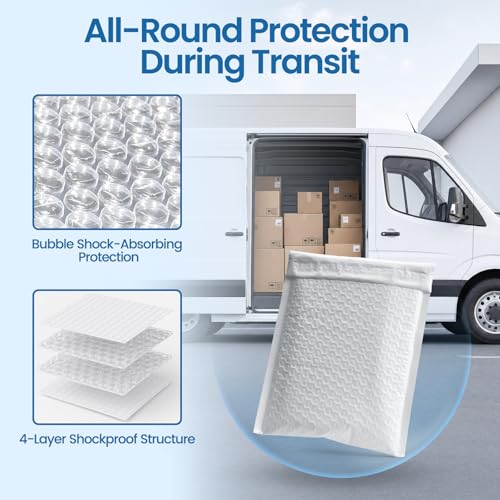 Metronic White Bubble Mailers 6x10 Inch 100 Pack Self-Seal Padded Envelopes - color: White, size: 6x10" 100 pc