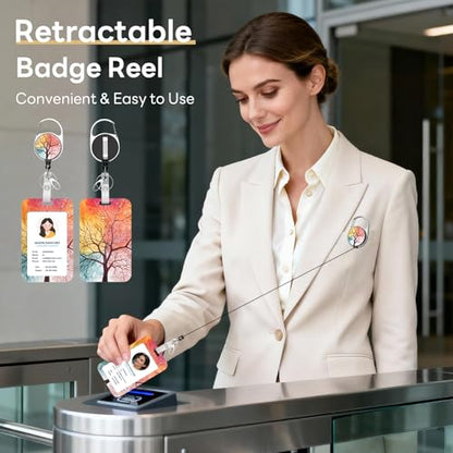 Retractable Badge Holder with Detachable Lanyard, Mixed-Color Tree - color: Mixed-color Tree