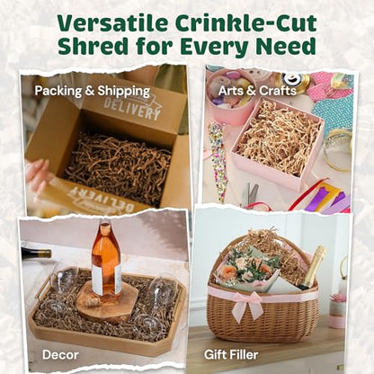 2LB Kraft Crinkle Cut Paper Shred USA Made - color: Kraft, size: 2 LB