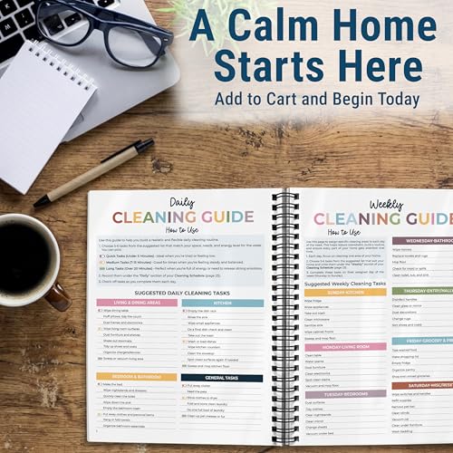ADHD Cleaning Planner, Wildflowers Daily Weekly Monthly Checklists - color: ADHD Cleaning Planner Version 2