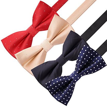 AUSKY 8 PACKS Elegant Adjustable Pre-tied Bow Ties for Men Boys (1&4&5&6&8 Pack for option) - color: D