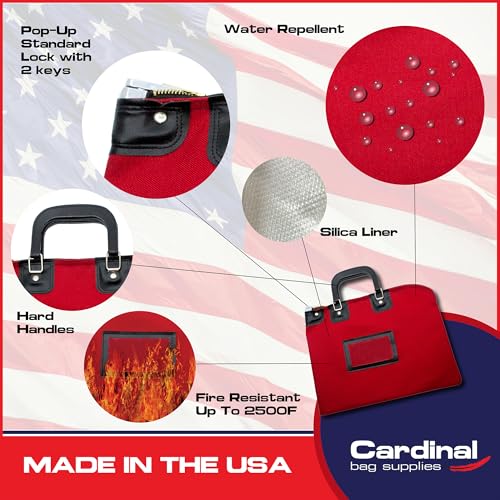 Lockable Fire Resistant Document Bag, Red - color: Red