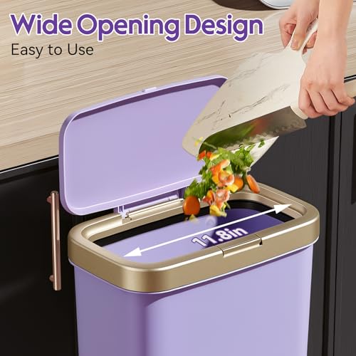 Procade Purple Bathroom Trash Can with Lid and Legs,Small Gold Garbage Can - color: Purple