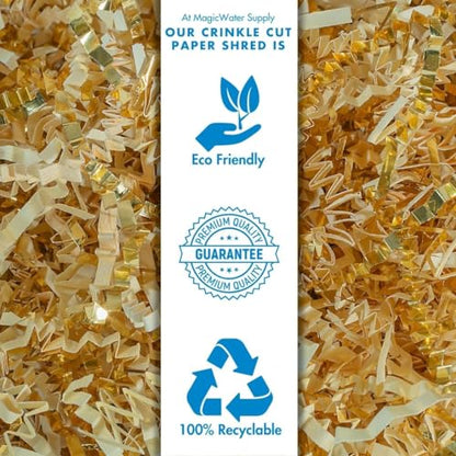 MagicWater Crinkle Cut Paper Gift Basket Filler - 2 LB - Vanilla & Gold - color: Vanilla & Gold