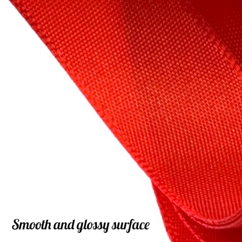 Flezoo 25 Yards 1-1/2" Red Satin Ribbon for Crafts Gift Wrapping Wedding - color: Red