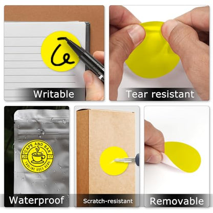 Yellow Round Stickers 2 Inch Waterproof Vinyl Coding Labels 200 PCS - color: Yellow