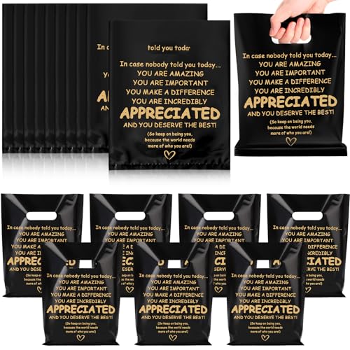 Kolldenn 50 Pcs Employee Appreciation Gift Bags Bulk Black Thank You Bags - color: Black, style: You Are Appreciated
