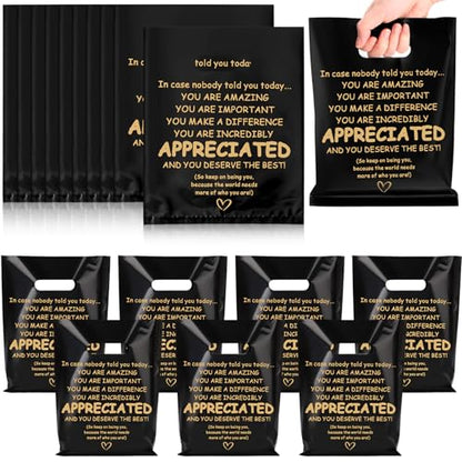 Kolldenn 50 Pcs Employee Appreciation Gift Bags Bulk Black Thank You Bags - color: Black, style: You Are Appreciated
