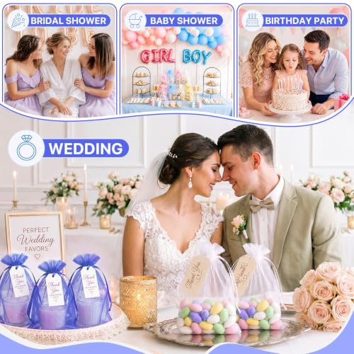 ANZNKU 100PCS Organza Bags 5x7 Blue Small Gift Mesh Drawstring Goodie Bags - color: Royal Blue