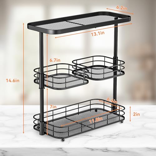 VITVITI 3 Tier Bathroom Organizer Countertop, Counter Storage Shelf, Black - color: 3 Tier Rotating Black