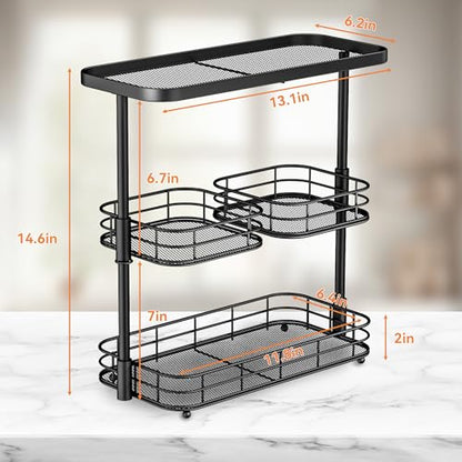 VITVITI 3 Tier Bathroom Organizer Countertop, Counter Storage Shelf, Black - color: 3 Tier Rotating Black