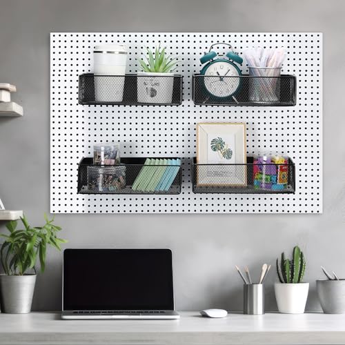 Tioncy 4 Pcs Magnetic Storage Bin Magnetic Locker Organizer for Pegboard Refrigerator Shelves Basket Container Wire Storage Holder for Kitchen Home Whiteboard(Black,10.6''l) - size: 10.6''L