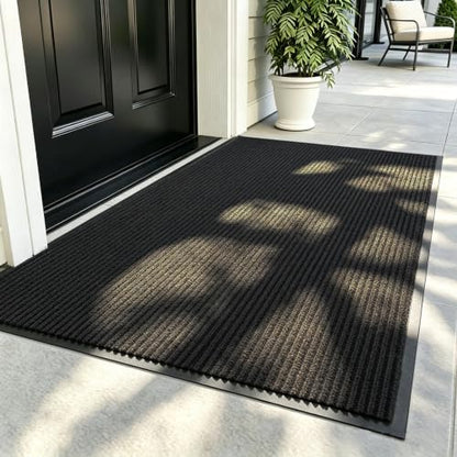 3x5 FT Non-Slip Dirt Trapping Door Mat with Rubber Backing(Jet Black) - color: Jet Black, size: 3' x 5' (Rectangular)