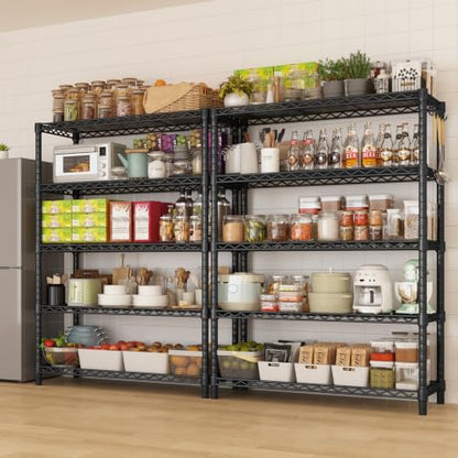 5 Tier Wire Metal Shelving, 72"H Pantry Storage Shelves, 1250 LBS - size: 36"W x 14"D x 72"H
