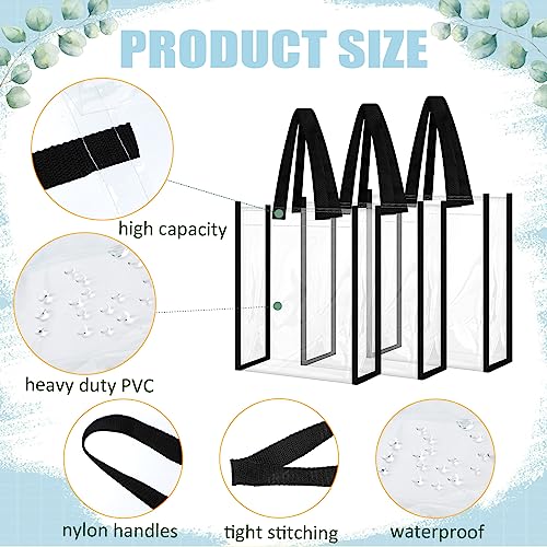Paterr 50 Pcs Clear Tote Bag Bulk Stadium Approved Plastic Clear Gift Bag with Handle for Wedding Birthday Baby Shower Party
