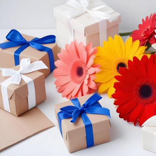 Flezoo 25 Yards 1-1/2" White Satin Ribbon for Crafts Gift Wrapping Wedding - color: White