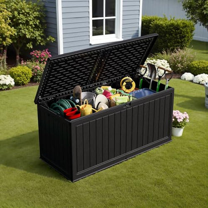 Devoko HDPE 260 Gallon Deck Box Double-Wall with Divider - color: Black, size: 260 Gallon 1 Pack