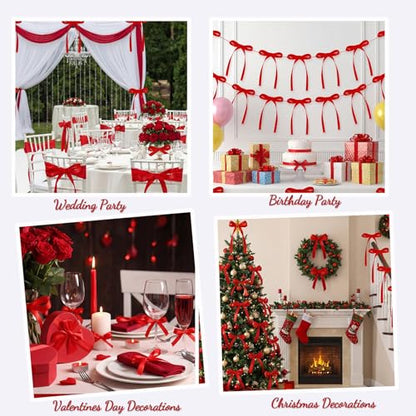 30 Pack Red Ribbon Bows for Cake Bow Cake Toppers - color: Red