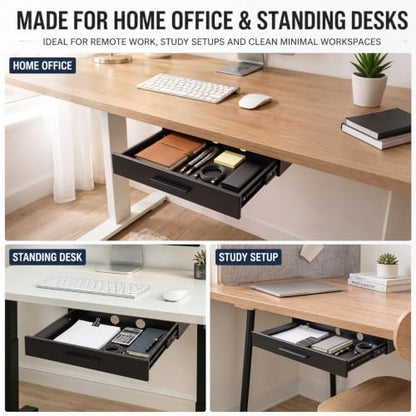 Menkxi 16 x 12 in Under Desk Drawer,Slide out Storage Organizer Heavy Duty - size: 16 x 12 in