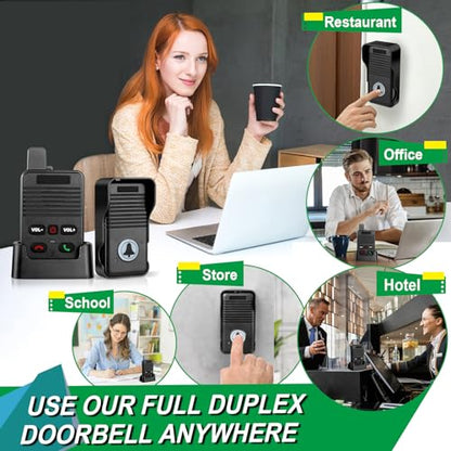 Doorbells, Full Duplex Wireless Doorbell with Intercom 1000ft Range - size: 2 Receiver+2 Transmitter
