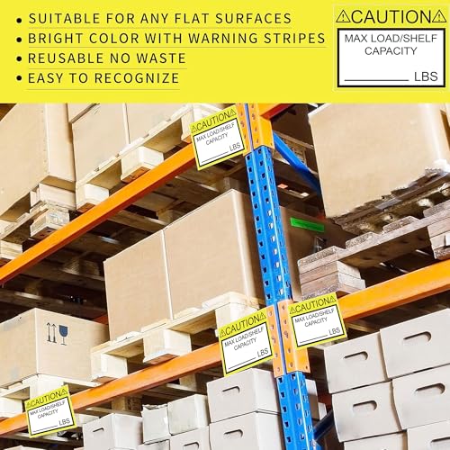 Pallet Rack Capacity Labels Caution MAX Load/Shelf LBS Warning Stickers