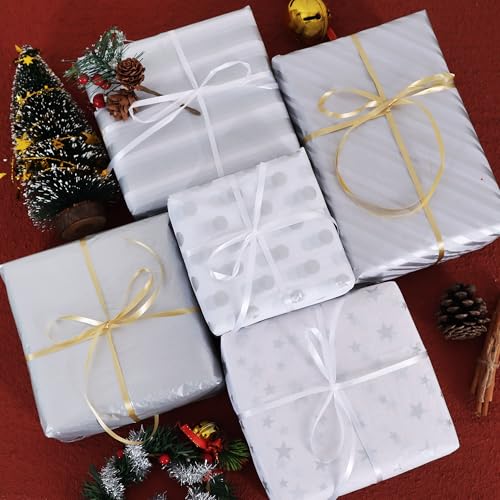 BEISHIDA 100 Sheets Silver White Tissue Paper Bulk for Gift Wrapping Bags - color: whitesilver