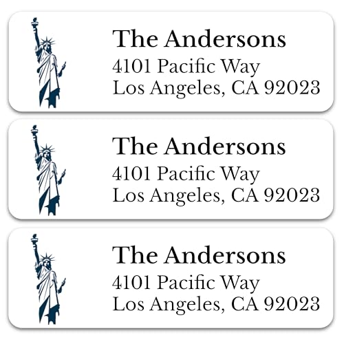 Personalized Patriotic Return Address Labels, Self-Adhesive Address Stickers on Sheets, 50-1000 Labels (Statue of Liberty) - color: Statue of Liberty