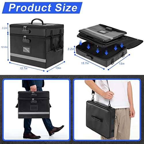 EXLIFBAG Fireproof File Organizer with Lock, 2 Layer - color: Black, size: 2 Layer