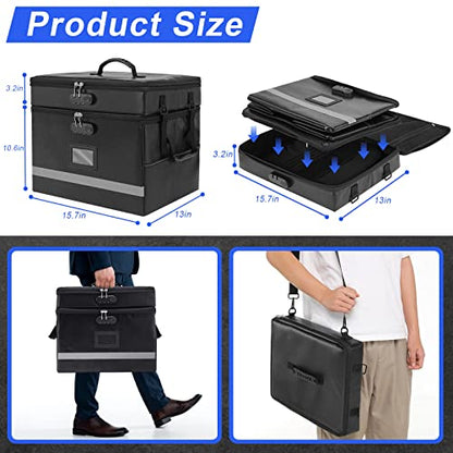 EXLIFBAG Fireproof File Organizer with Lock, 2 Layer - color: Black, size: 2 Layer