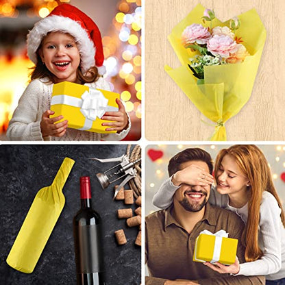 NEBURORA 60 Sheets Yellow Tissue Paper Set Gift Wrap Paper(Yellow) - color: Yellow