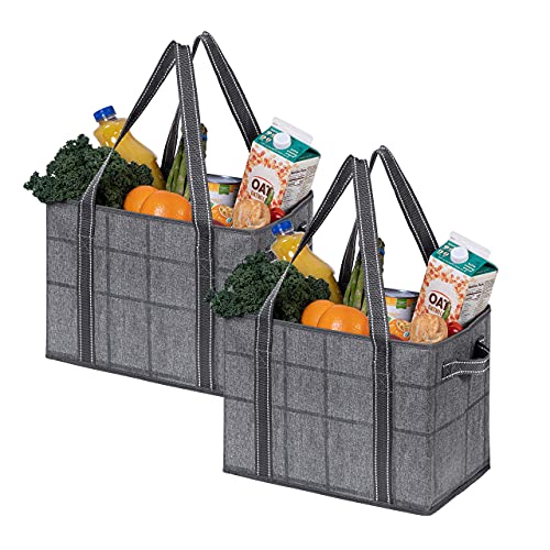 VENO 2 Pack Extra Large Reusable Grocery Shopping Bags Utility Tote - color: Windowpane, size: 2 Pack - 8 Gallon