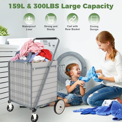 Heavy Duty Folding Shopping Cart for Groceries, Super Huge Grocery Carts - size: Super Huge-Grey 36Gal