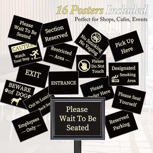 Please Wait To Be Seated Sign, 8.5 x 11 Inch Heavy Duty Sign Holder Stand - size: 8.5x11in