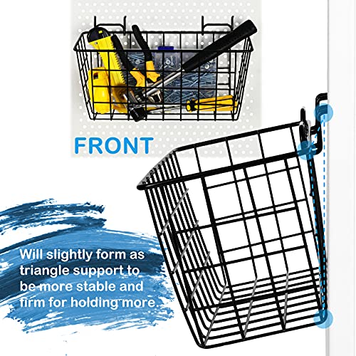 4 Pack Pegboard Baskets, Black Metal Shelves Hooks to 1/8" and 1/4" Hole Peg Boards, Peg Board Baskets Bins Set - Organize Tools Workbench Accessories Garage Storage Wall Mount Organizer Attachments - size: Medium, style: 4 Medium