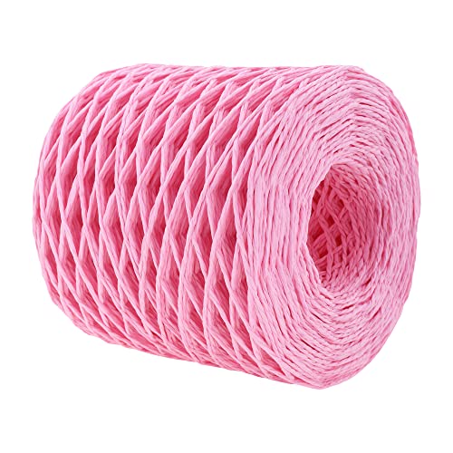 Mandala Crafts Pink Natural Raffia Yarn for Crochet Gift Wrapping - color: Pink, size: 1/16 Inch 200 Yards Raffia Yarn