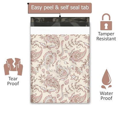 10x13 (100) Pink Paisley Summer Designer Poly Mailers Waterproof Self Sealing Tear Resistant Polymailers Shipping Envelopes Premium Printed Bags For Small Businesses - color: Pink Paisley, size: 10x13 inches