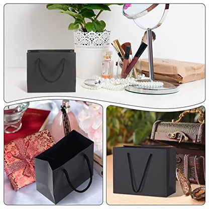 Honoson 100 Pcs Thicken Black Mini Gift Bags with Handles Gift Card Bags - color: Black