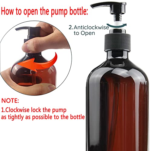 Empty Plastic Bottles with Pump Dispenser, Amber, 500ml/16.9oz, 4 Pack - color: Amber, size: 4 Pack