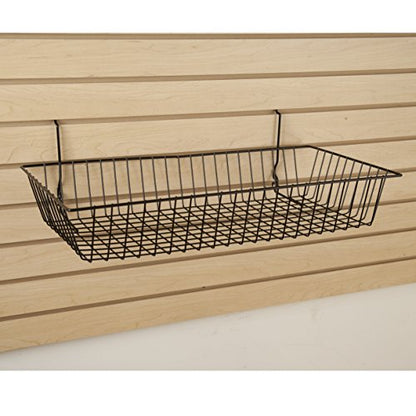 Only Garment Racks #5624B (Pack of 6) Black Wire Baskets for Grid wall and Slat wall - Merchandiser Baskets, Black Wire Basket 24" L x 12" D x 4" H (Set of 6) (Pack of 6) - color: BLACK
