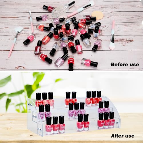 KINGROW Nail Polish Organiser 3 Tier Clear Desktop Rack Easy Assembly - size: 3 Layers