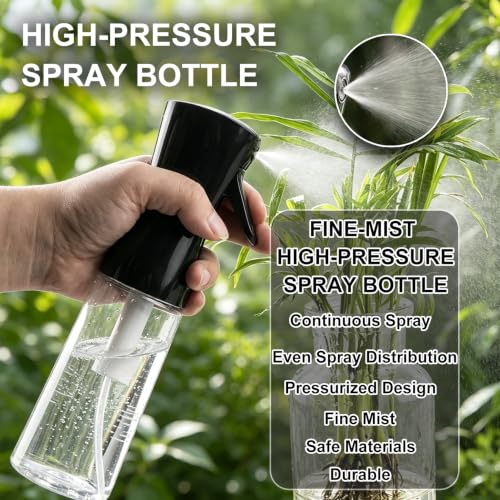 3 Pack Continuous Spray Bottle Atomizing Mister for Hair,Plants,Cleaning,Travel Fine Mist Water Spray Bottles for Styling,Refillable Empty Spray Bottles,Black Transparent(200ml+300ml+500ml) - color: L