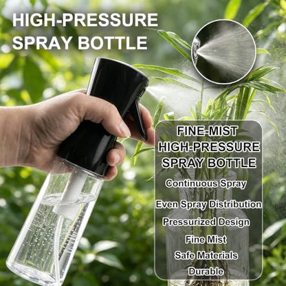 3 Pack Continuous Spray Bottle Atomizing Mister for Hair,Plants,Cleaning,Travel Fine Mist Water Spray Bottles for Styling,Refillable Empty Spray Bottles,Black Transparent(200ml+300ml+500ml) - color: L