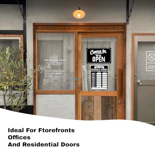 Business Hours Sign with Open Closed Sign for Business Store Hours Sign for Glass Door Window with Vinyl Stickers for Office Restaurant Retail Store Salon Gymnastics Studio 12 x 8 in